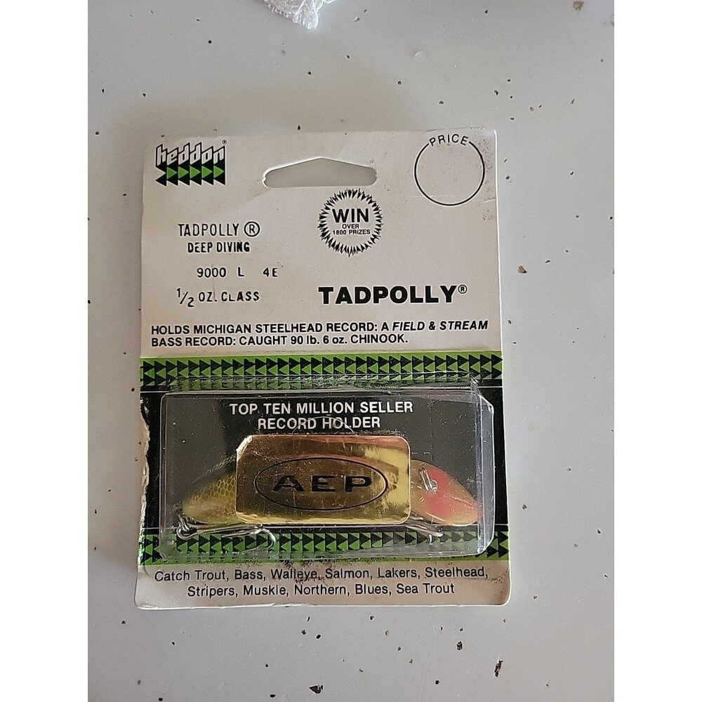 Vintage Heddon Tadpolly 9000  L 4E  1/2-oz Deep Diving  Lure - new - NOS